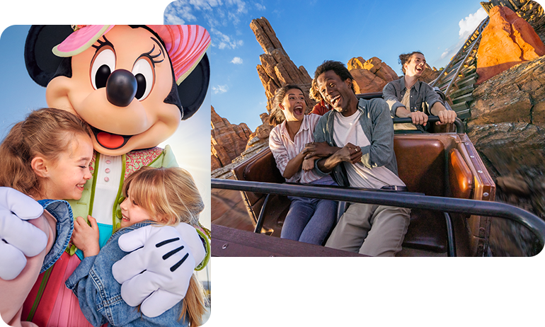 Menschen in einer Achterbahn im Disneyland Paris