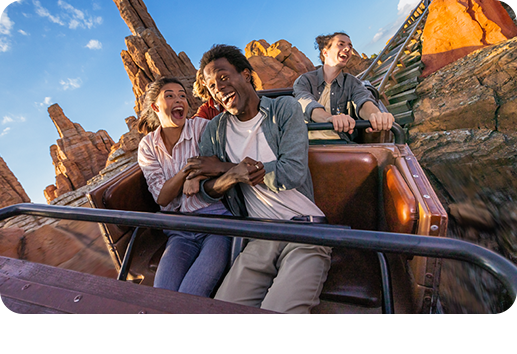 Menschen in einer Achterbahn im Disneyland Paris